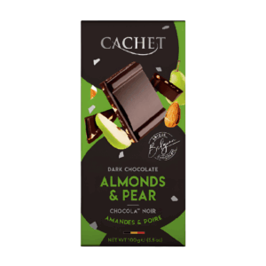 Cachet Belgian Chocolate, Dark Chocolate, Almond & Pear, 57% Cacao