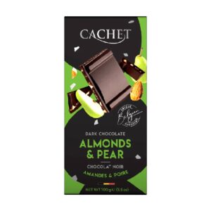 Cachet Belgian Chocolate, Dark Chocolate, Almond & Pear, 57% Cacao