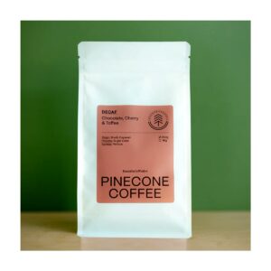 BEANS – 1kg Bag – Pine Cone Coffee, DECAF, Brazil – Strength 2 / 5